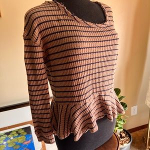 Free people size extra small thermal, long sleeve, peplum shirt